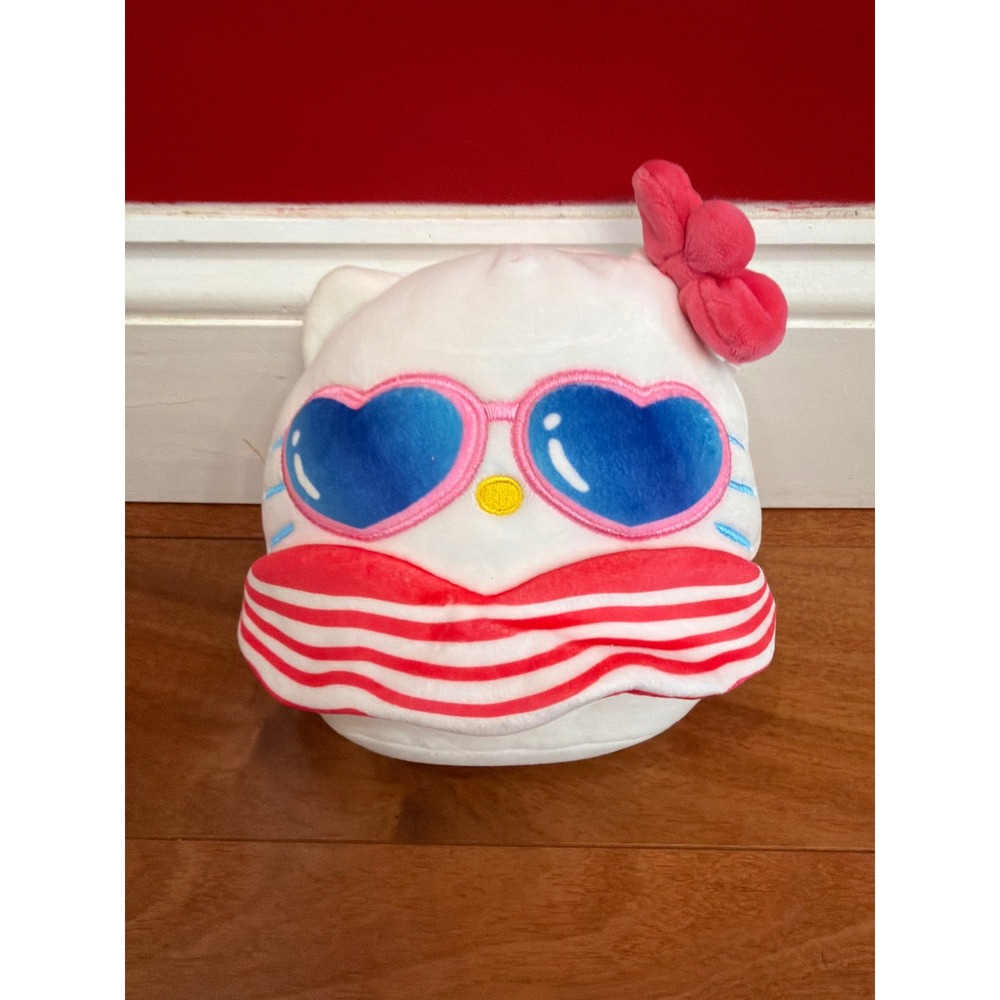 Squishmallows Hello Kitty Plush Unisex White Red Striped Swimsuit 7 Inch